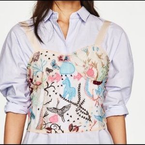 ZARA Embroidered Mesh Crop Top Trafaluc 2017